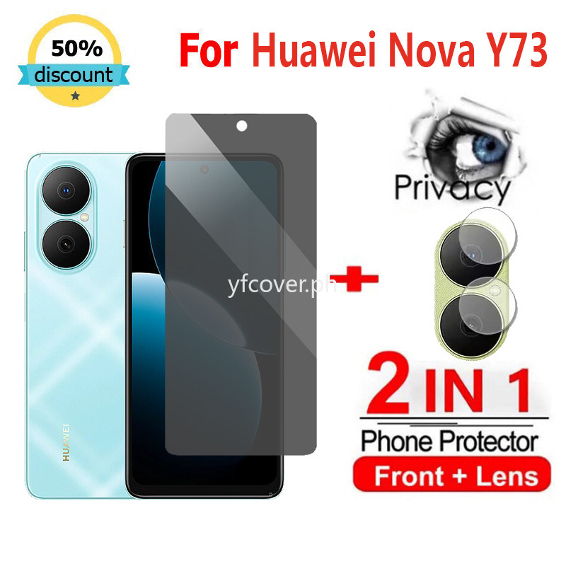 2 in 1 Huawei Nova Y73 ความเป็นส่วนตัวกระจกนิรภัย Anti-Spy สําหรับ Huawei P60 P50 P40 P30 Mate 60 50