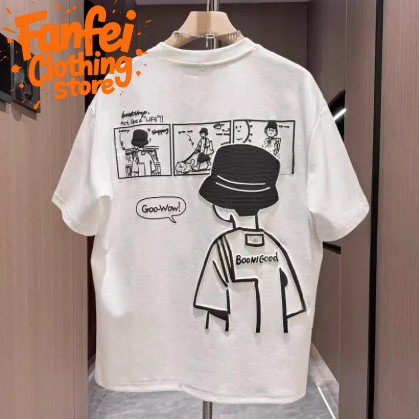 (จัดส่งตลอด 24 ชั่วโมง)Fanfei  เสื้อที - เซ็นต์ชายแบบคลาสสิก ความกว้างโลหิต มีพิมพ์ภาพการ์ตูน