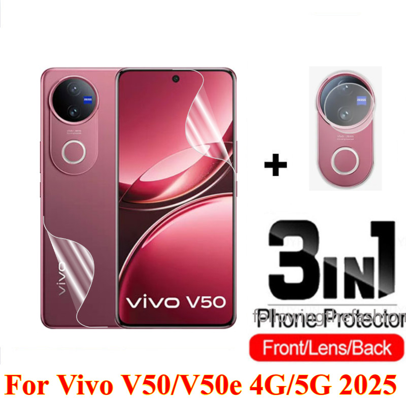 3 in 1ด้านหน้าและด้านหลังฟิล์มHydrogelนุ่มสําหรับVivo V50 5G 2025 vivo V50 V50e V50 Lite 4G 5G 2025 ฟิล์มป้องกันคลุมทั้งหมดใสหน้าจอกล้องเลนส์Protectorไม่ใช่แก้ว