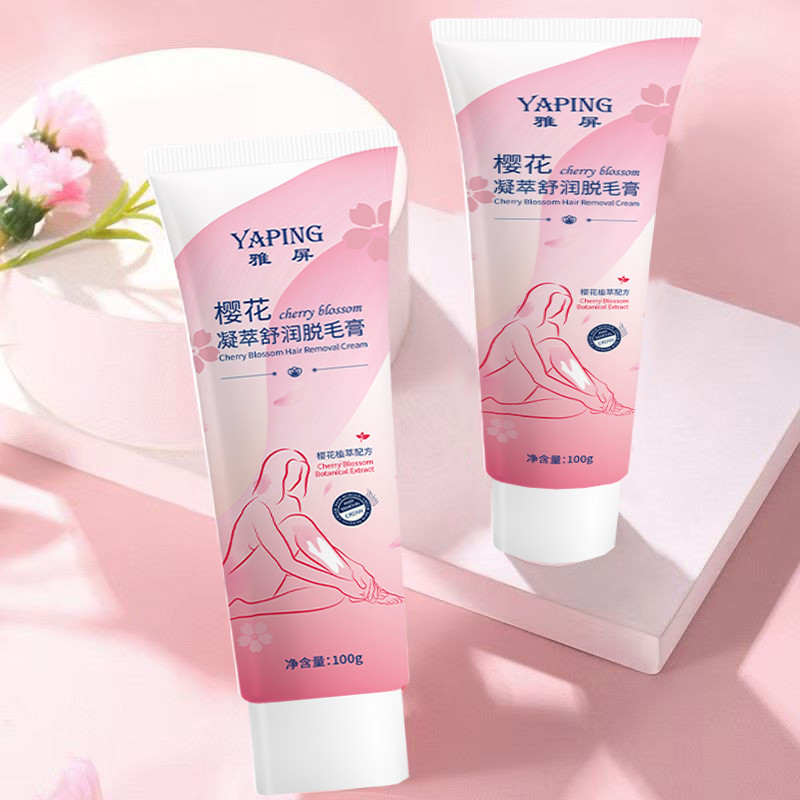 Yaping Cherry Blossom Condensation Soothing Moisturizing ครีมกําจัดขนสาวอ่อนโยนไม่เจ็บผิวลบขนขามือผม