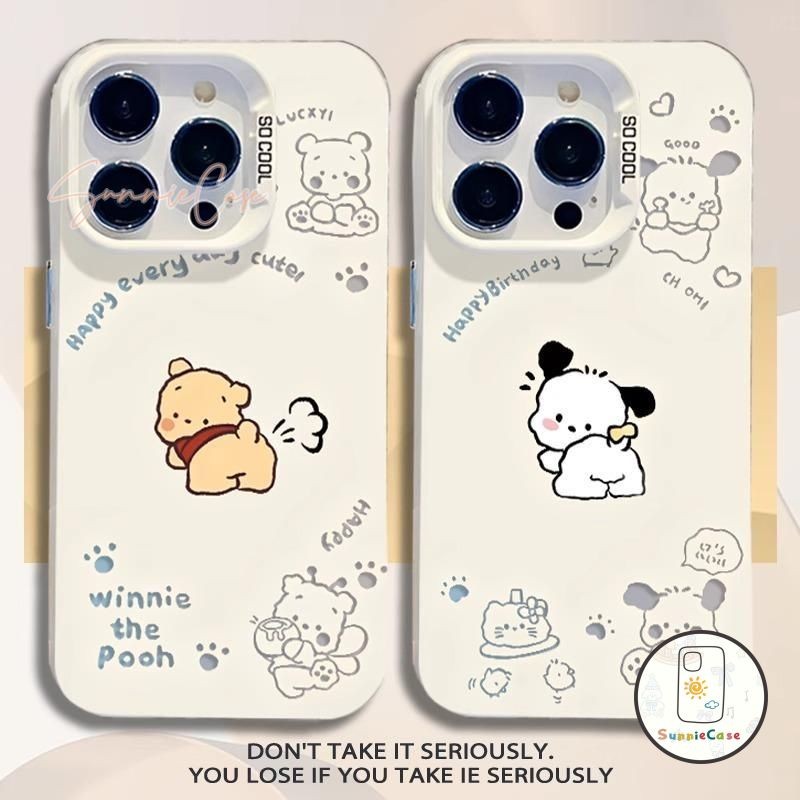 Snoopy เคสไอโฟน16 สำหรับ IPhone 16 15 14 12 11 13 Pro Max X XS XR  Max 8 13 16 7 Plus SE 2020คู่เปลือกอ่อน IMD ง่ายๆ เคส