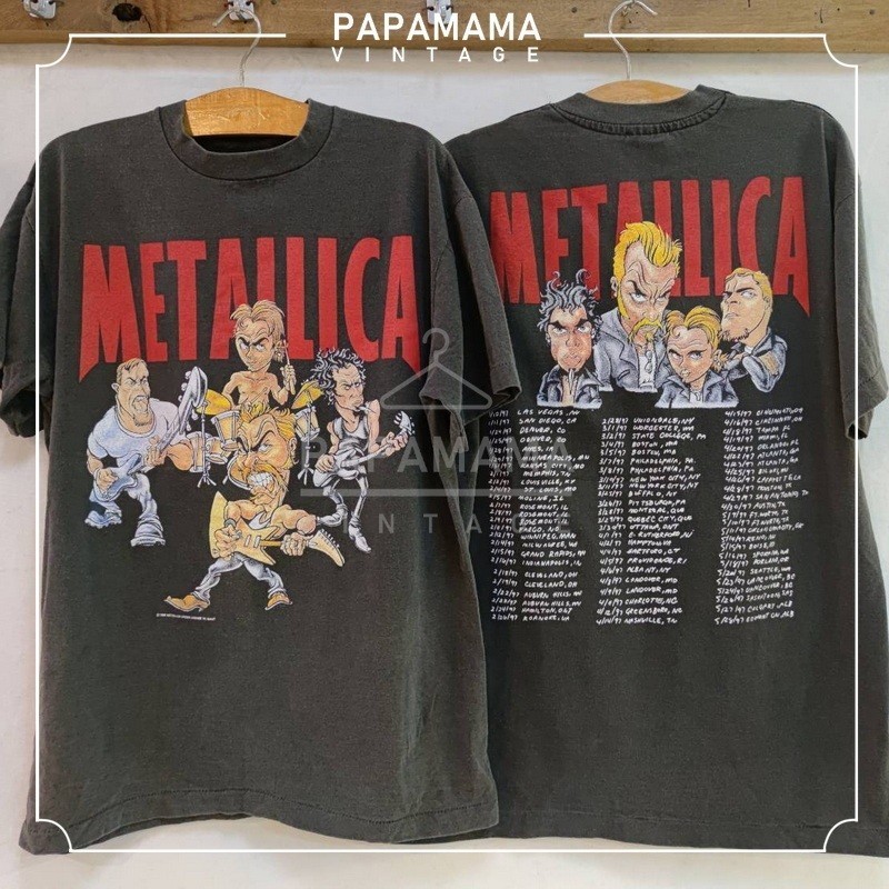 [ METALLICA ] 96-97 tour bio ล้างป้าย USA เสื้อทัวร์ vintage rock band men t-shirt