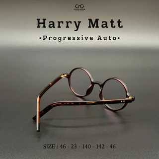 แว่นตาสายตายาวเลนส์โปรเกรสซีฟ ไร้รอยต่อ รุ่น Harry Matt ''แฮรี่'' 7422 อ่านหนังสือ ดูจอคอม ใส่เดิน ออกแดดเปลี่ยนสีเทาดำ