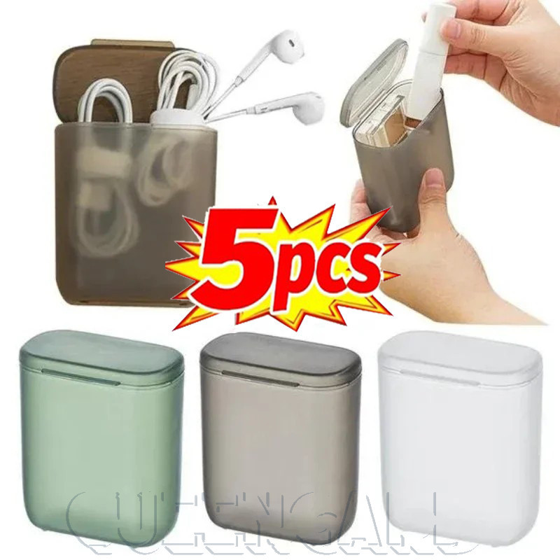 กล่องเก็บหูฟังและสายเคเบิลแบบพกพา-มัลติฟังก์ชั่นกันฝุ่นเคสใส-ที่เก็บสายดาต้าสําหรับเดินทางพร้อมฝาปิด-อุปกรณ์เสริมที่จําเป็นสําหรับอุปกรณ์โ