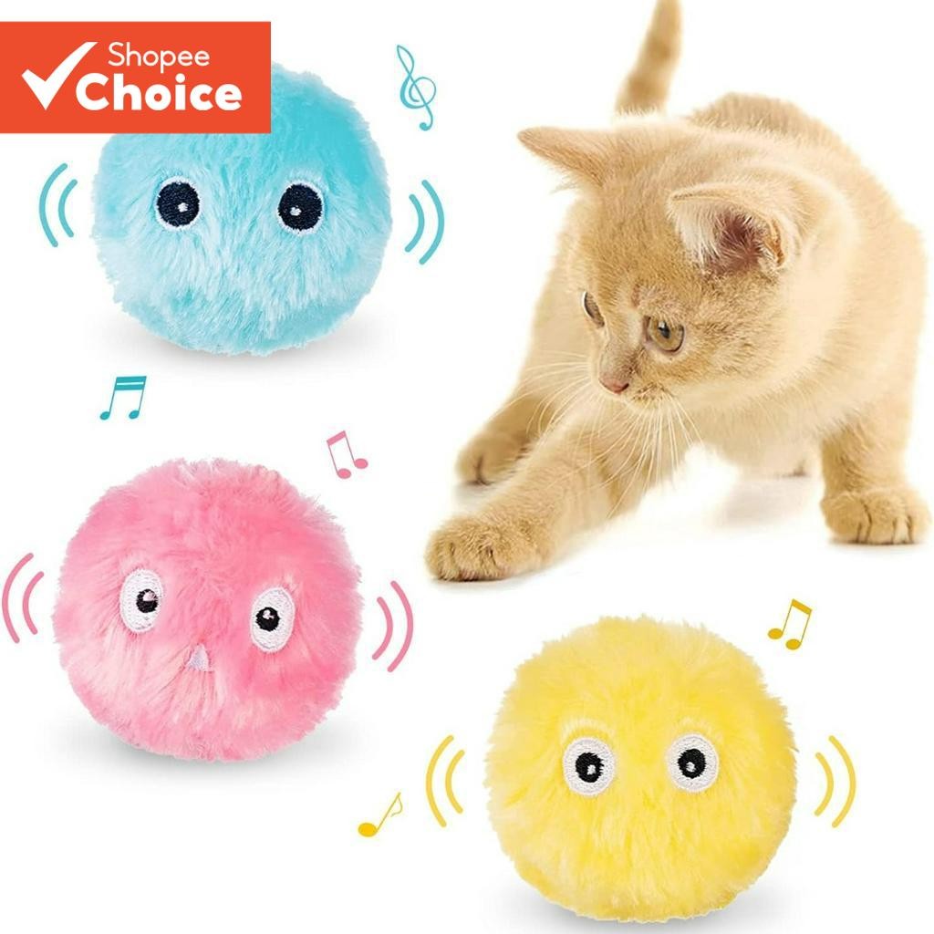 Fluffy Plush Cat Ball ของเล่นตุ๊กตาสัตว์เหมือนจริง Chirping Sounds Interactive Chirping Balls Cat Ki