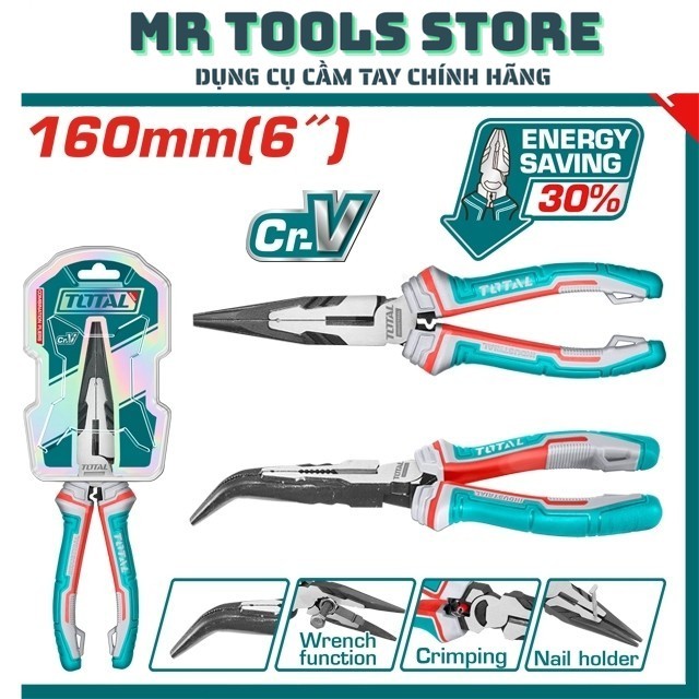 MR TOOLS คีมปากแหลมคุณภาพสูง Total 6" 8" Cr-V คีมเหล็ก THT248616S/THT24616S