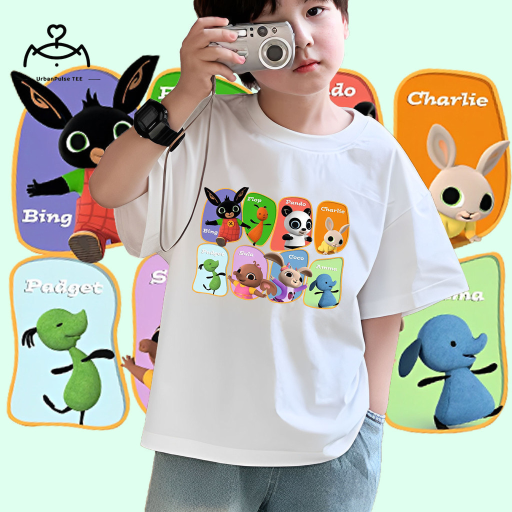 Bing Big muzzyReady Stock Boy Tshirt ผ้าฝ้าย 100% พิมพ์เด็กเสื้อยืดแฟชั่นลูกเรือคอเสื้อยืด