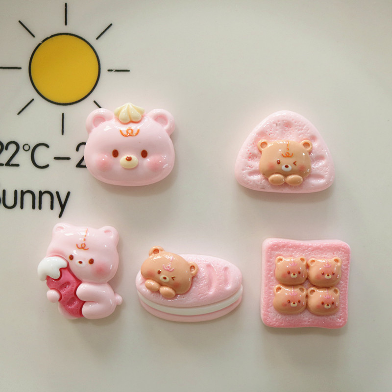 10ชิ้น/แพ็คการ์ตูนจําลองหมีขนมปังเรซิ่น แฟลตแบ็ค สําหรับ
