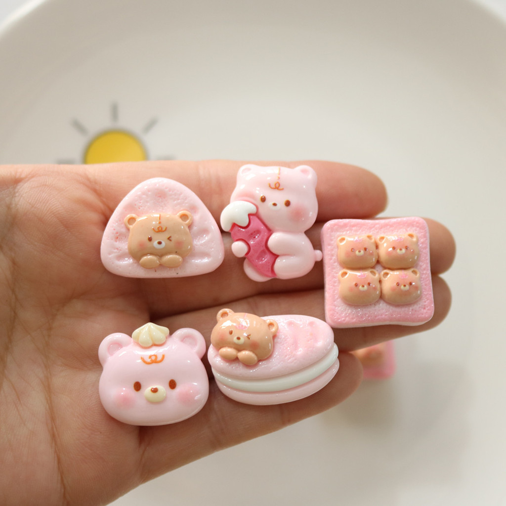 10ชิ้น/แพ็คการ์ตูนจําลองหมีขนมปังเรซิ่น แฟลตแบ็ค สําหรับ รูปที่ 4