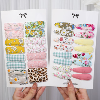 6/10 ชิ้น/เซ็ต Basic Snap Baby Hair Drop คลิปผ้าฝ้ายดอกไม้เส…