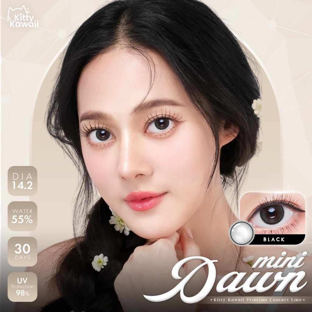 คอนแทคเลนส์(มินิ)🔥Mini Dawn🔥(Kitty Kawaii) สี :  Black รายเดือน มีค่าสายตา