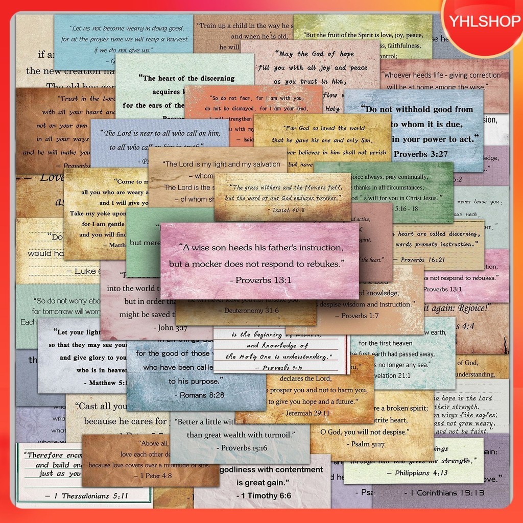 🍀ส่งจากไทย🍀 50แบบ สติกเกอร์ บทและข้อพระคัมภีร์ ไบเบิล retro Bible verse quote sticker