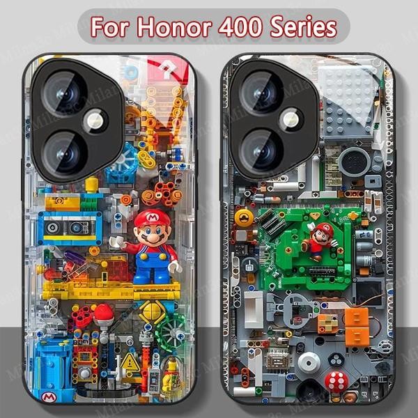 เคส For Honor 400 เคส Honor 400 Pro 5G เคส Mario Liquid Glass Shell กันกระแทกแบบครบวงจร Tide Brand Building Blocks Mario HD Pattern Shell