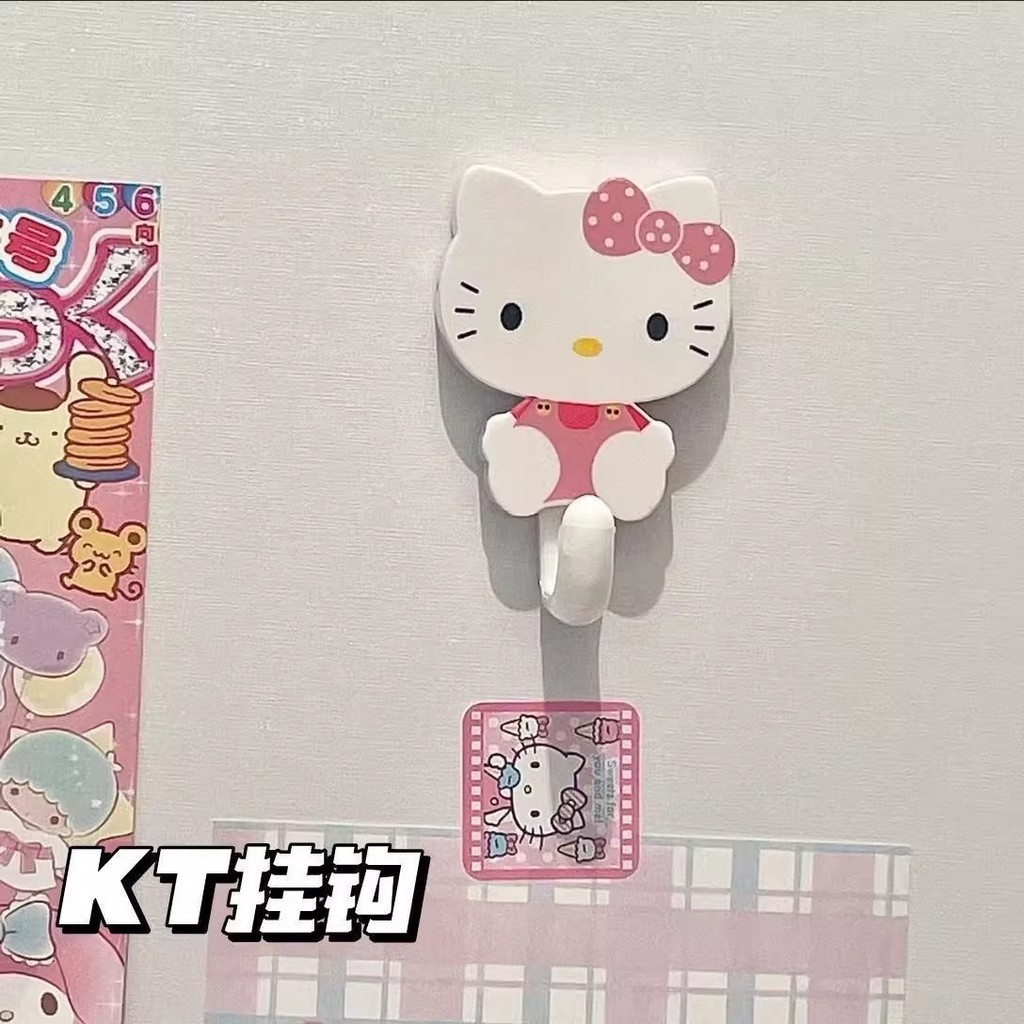 ตะขอสร้างสรรค์น่ารัก Hello Kitty ครัวเรือนน้ําหนักการ์ตูนหอพักตะขอเหนียวตกแต่งไม่มีรอยต่อตะขอชั่งน้ําหนักที่แข็งแกร่ง