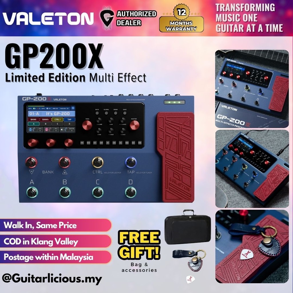 Valeton GP-200X Guitar Multi-Effect Amp Simulator พร้อมกระเป๋าฟรี (สีดํา) ( GP200X / GP 200X )