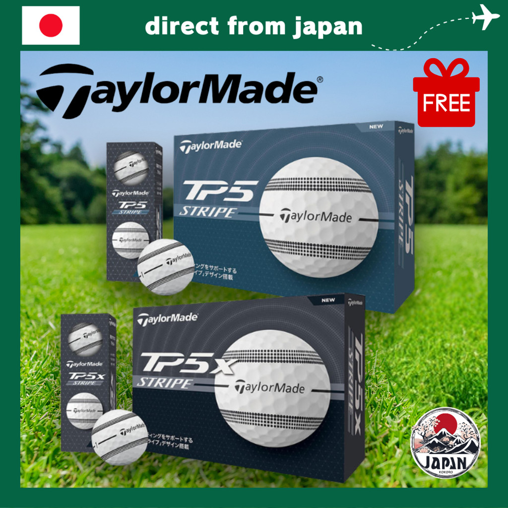 TaylorMade TP5/TP5x Stripe 2024 Golf Balls (1 Dozen or 1 Sleeve) with ClearPath Alignment