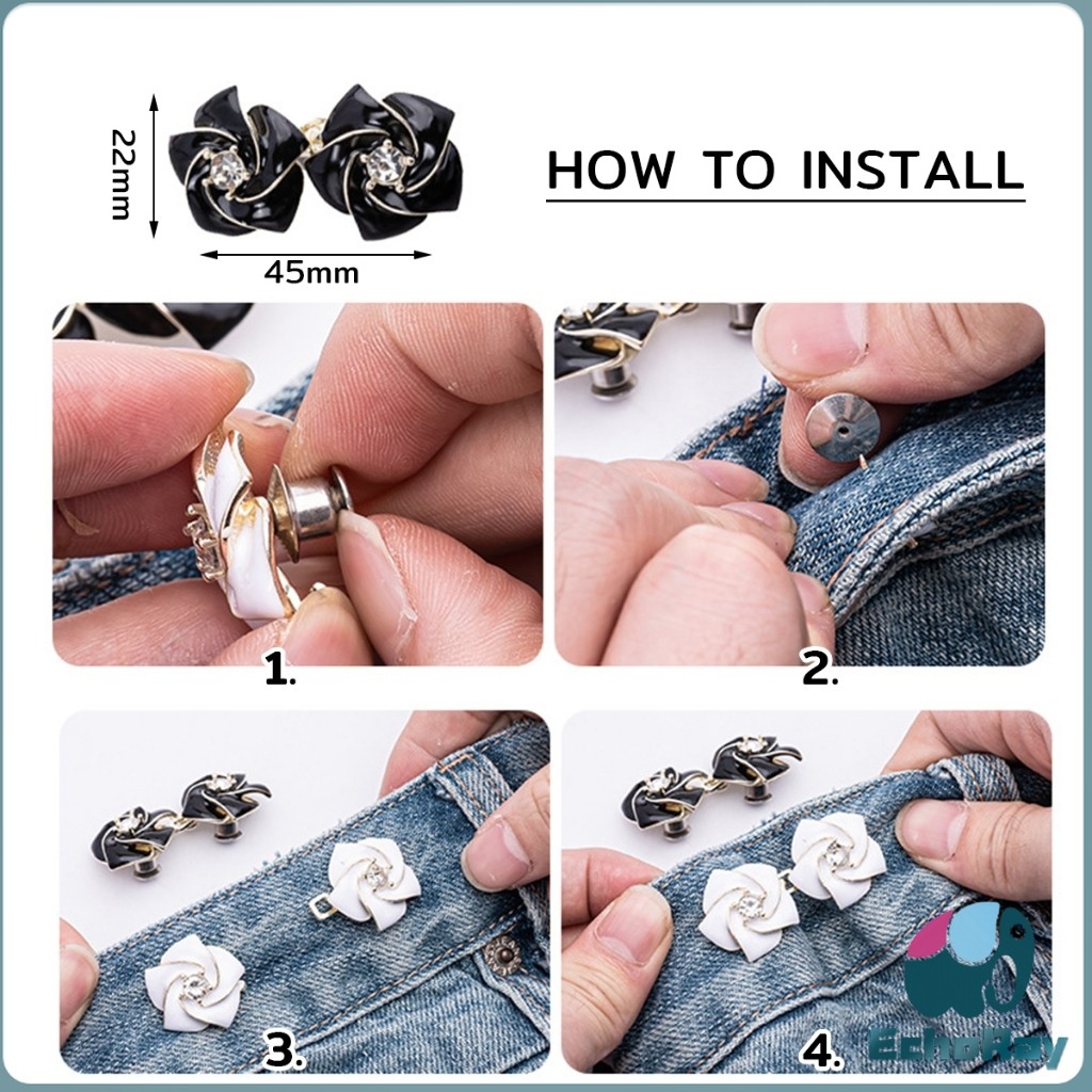 E.R ดอกไม้ ตะขอปรับเอวกางเกง  หัวเข็มขัดปรับขนาดกางเกง ขนาดเล็กเครื่องประดับแฟชั่น 1 ชิ้น Waist buckle - รูปที่ 5