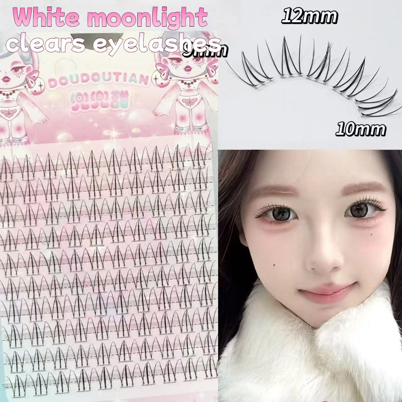 DOUDOUTIAN White Moonlight Clear ขนตาปลอม Clear Roots Light Face All-Match