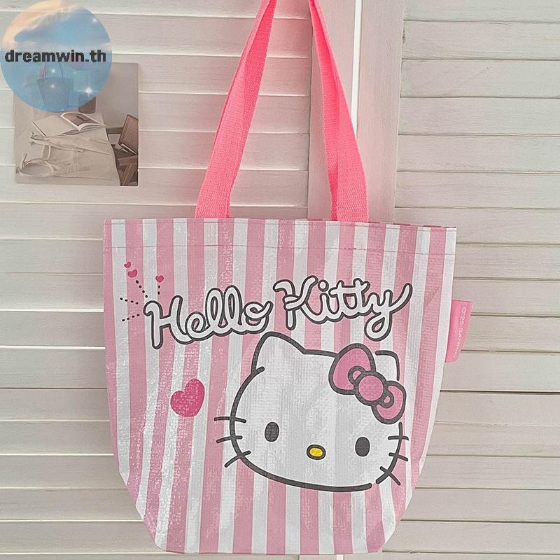 Dreamwin Sanrio Hello Kitty กระเป๋าช้อปปิ้งพับได้ My Melody Kuromi Cinnamoroll กระเป๋าสะพาย Tote Bag เป็นมิตรกับสิ่งแวดล้อมกระเป๋าแบบใช้ซ้ําได้ th