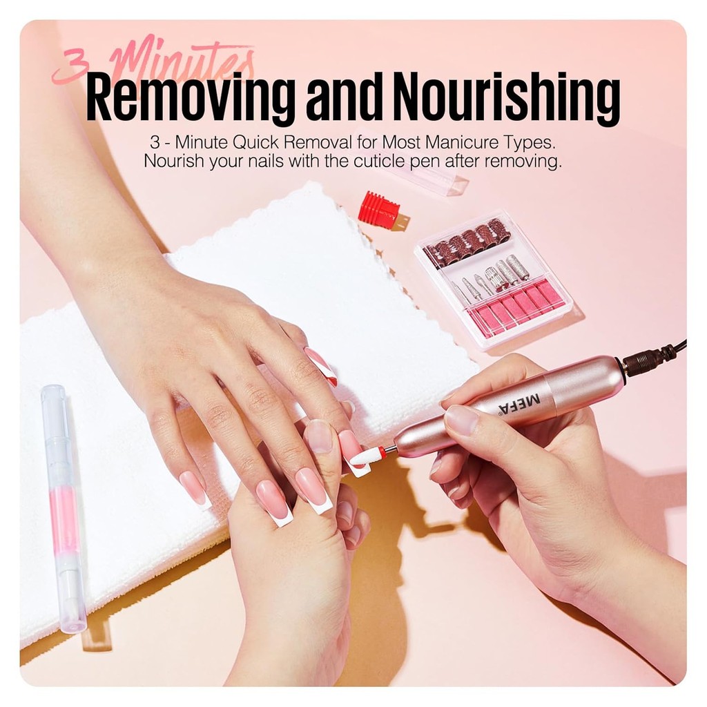 MEFA ชุดสว่านเล็บ 16 ชิ้น พร้อมดอกสว่านเล็บ หัวเจียร ปากกาน้ำมันหนังกำพร้า ตะไบเล็บไฟฟ้าแบบพกพา - รูปที่ 7