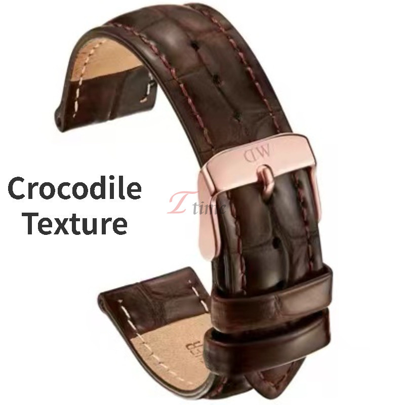 จระเข้หนังสายรัด12/13/14/17/18/19/20/22เมตรด่วนที่วางจําหน่ายนาฬิกาวงสําหรับ DW วินเทจสร้อยข้อมือหนังแท้นาฬิกาอุปกร