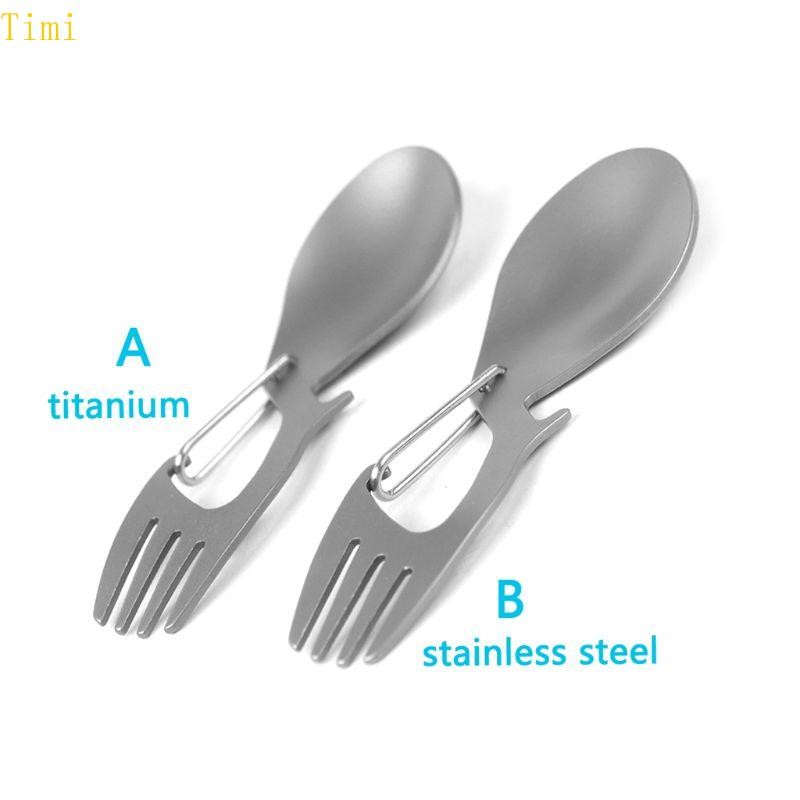 Timi Camping Utensils 3-in-1 สแตนเลสสําหรับที่เปิดขวดช้อนส้อมไทเทเนียม