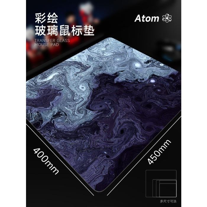 Ph Atom แผ่นรองเมาส์แก้วโซลาร์เซลล์แบบกําหนดเองอัพเกรด FPS เกมอีสปอร์ตเรียบแผ่นรองโต๊ะสํานักงานแผ่นรองบ้าน