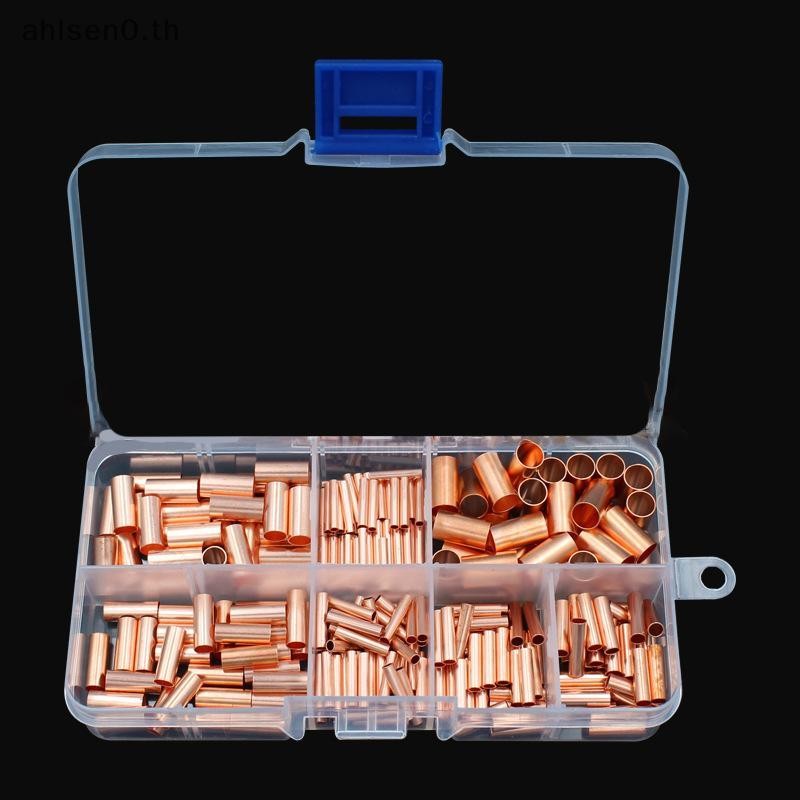 Ahlsen0 125/250/414/578 ชิ้น Non ฉนวนไฟฟ้า Butt Terminal Assortment ชุดลวด Ferrules ชุด 7 ขนาดทองแดง Crimp Connector th
