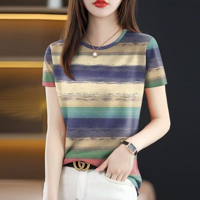 ข้อเสนอพิเศษ เสื้อยืดแขนสั้นผู้หญิงใหม่ฤดูร้อน ขนาดใหญ่ รูปที่ 4