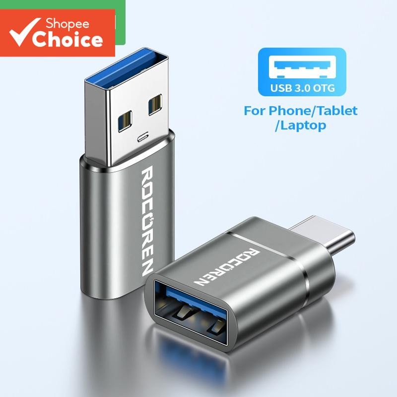 Rocoren อะแดปเตอร์แปลง OTG USB Type C ตัวผู้ เป็น USB A 3.0 ตัวเมีย สําหรับ MacBook Samsung S22 S20 Android TypeC USBC OTG