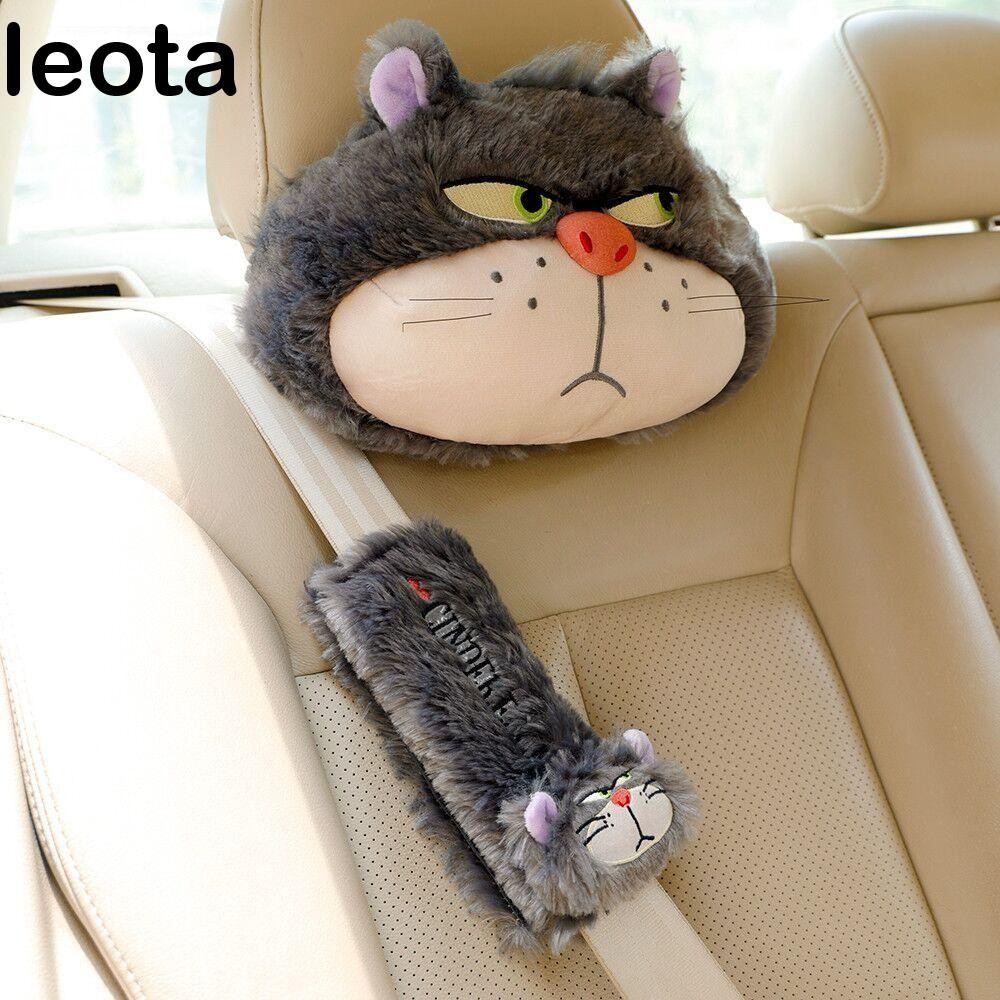 ลีโอตะ หมอนรองคอรถยนต์, ซินเดอเรล่า ลูซิเฟอร์ ที่หุ้มเข็มขัดนิรภัย พนักพิงศีรษะอัตโนมัติ, หมอนรองเอวตุ๊กตาตุ๊กตานุ่มสบายแมวยัดไส้รถเอวเบาะตกแต่งรถ