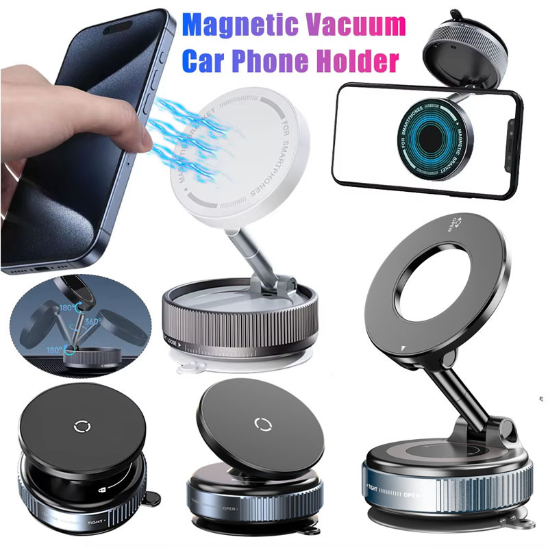 ที่วางโทรศัพท์ดูดแม่เหล็ก 360° ปรับสูญญากาศพับที่วางโทรศัพท์ติดตั้งรถดูดซับวงเล็บสากลรถยึด