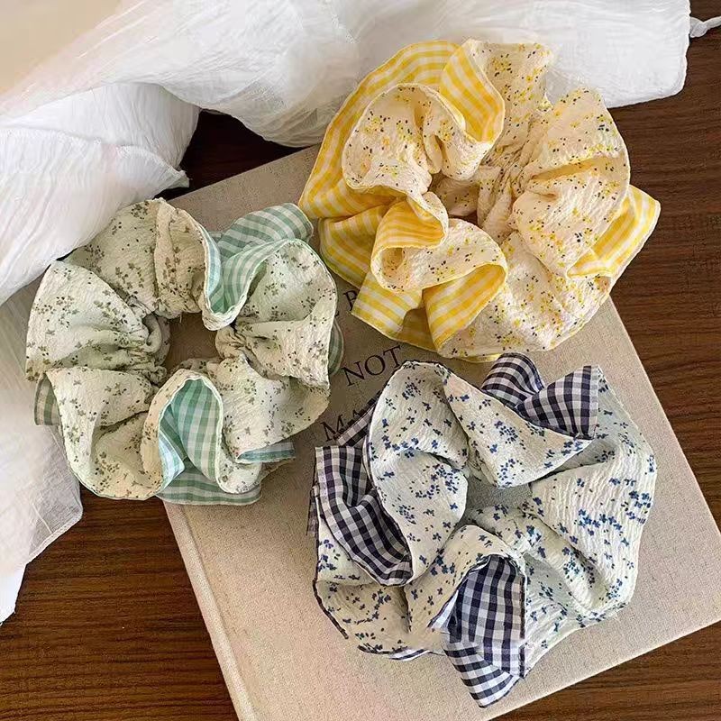 2025 Double-Layer Floral Scrunchy Hair Tie ผมระดับไฮเอนด์หญิง