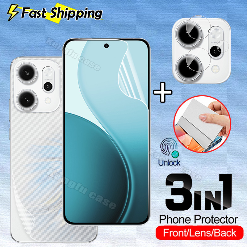 3in1 สําหรับ Vivo X300 FE Pro Ultra VivoX300FE X200FE 5G ป้องกันหน้าจอ Hydrogel ด้านหน้านุ่มลายนิ้วมือปลดล็อคโปร่งใส HD ครอบคลุมกลับป้องกันฟิล์ม
