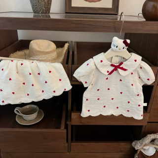 ฤดูร้อนแบบใหม่เด็กผู้หญิงแขนสั้นชุดกระโปรงสั้นเด็กผู้หญิงเสื…