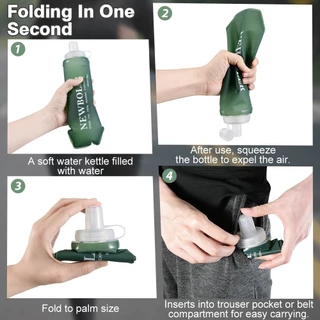 NEWBOLER 300ml 500ml 700ml Soft Flask ขนาดใหญ่ Spout TPU ซิลิโคนขวดน้ําพับได้สําหรับกีฬากลางแจ้งเดินทางวิ่งจ๊อกกิ้งฟิตเนสแบบพกพาขวดนุ่มฟาง