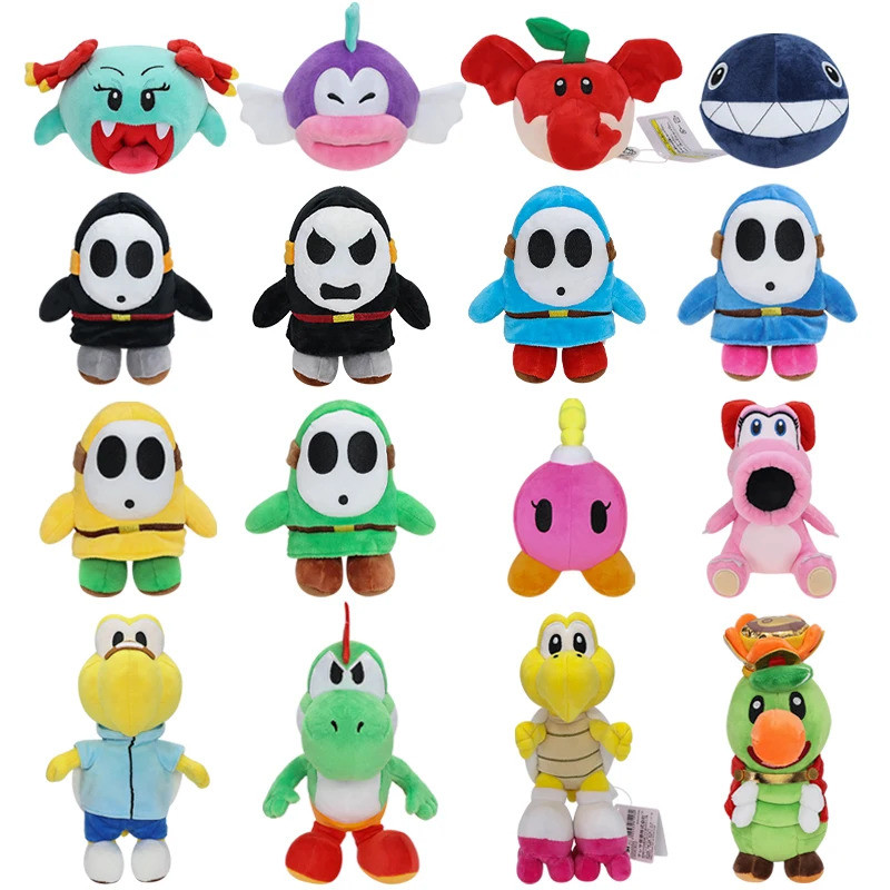 Cartoon Plush Mario Cheep Chomp Lady Bow Birdo Shy Guy Black Shy Guy Yoshi Kid Koops Bombette Doll S