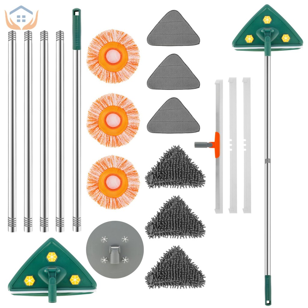 ไม้ถูพื้นทําความสะอาดผนังพร้อมเครื่องมือทําความสะอาดผนังหมุนได้ด้ามยาวพร้อมแผ่นถูพื้นแบบเปลี่ยนได้9แ
