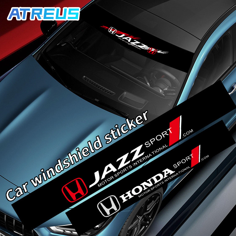 สําหรับ Honda Jazz สติกเกอร์ บังแดด ติดรถ สติกเกอร์รูปลอก กันน้ํา สําหรับติดตกแต่งกระจกหน้ารถยนต์ สติ๊กเกอร์บังแดด ฟิล์มบังแดด คาดกระจกหน้า​ ฟิล์มติดรถ สติ๊กเกอร์ รถยนต์