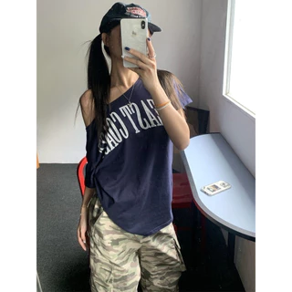 GAVELLA พร้อมส่งจากกทม เสื้อยืดผู้หญิง เสื้อยืดวินเทจ 🌸 เสื้อปาดไหล่ เสือใส่สบาย ทรงหลวม