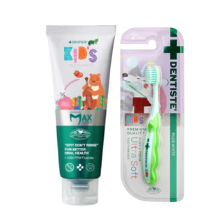 [Set] Dentiste ยาสีฟันเด็ก 2-6 ปี กลิ่นสตรอว์เบอรี่ ฟลูออไรด์ 1000 PPM ขนาด 20 หรือ 60 กรัม + แปรงเด็กนุ่มพิเศษ [DKP]