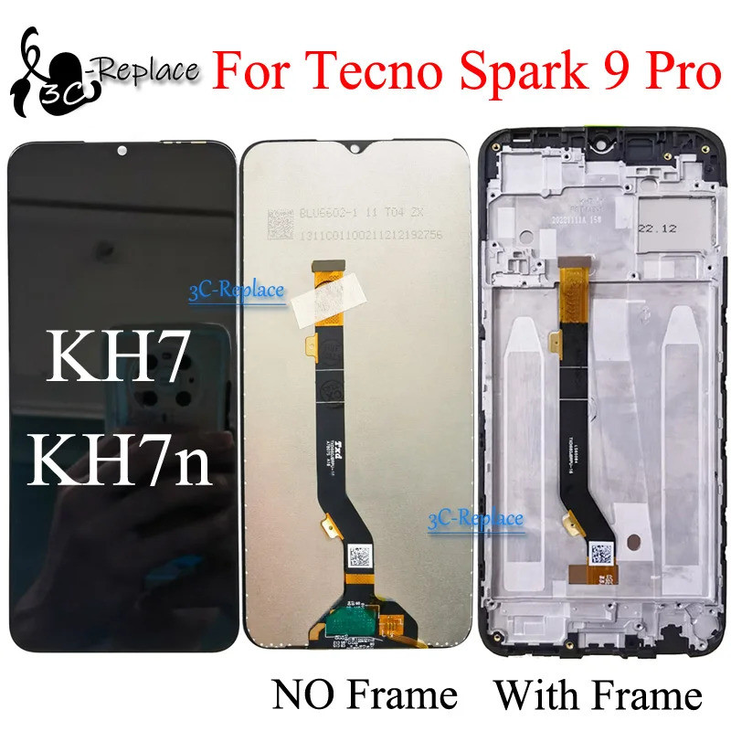 สีดํา 6.6 นิ้วสําหรับ Tecno Spark 9 Pro KH7 KH7n จอแสดงผล LCD Touch Screen Digitizer แผงเปลี่ยน/พร้อ