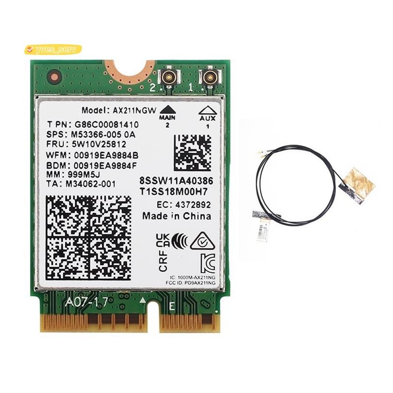 yves_serviceWifi 6E AX211NGW Tri Band 2.4G/5G/6Ghz การ์ดเครือข่ายไร้สาย Wifi Card สําหรับบลูทูธ 5.2 