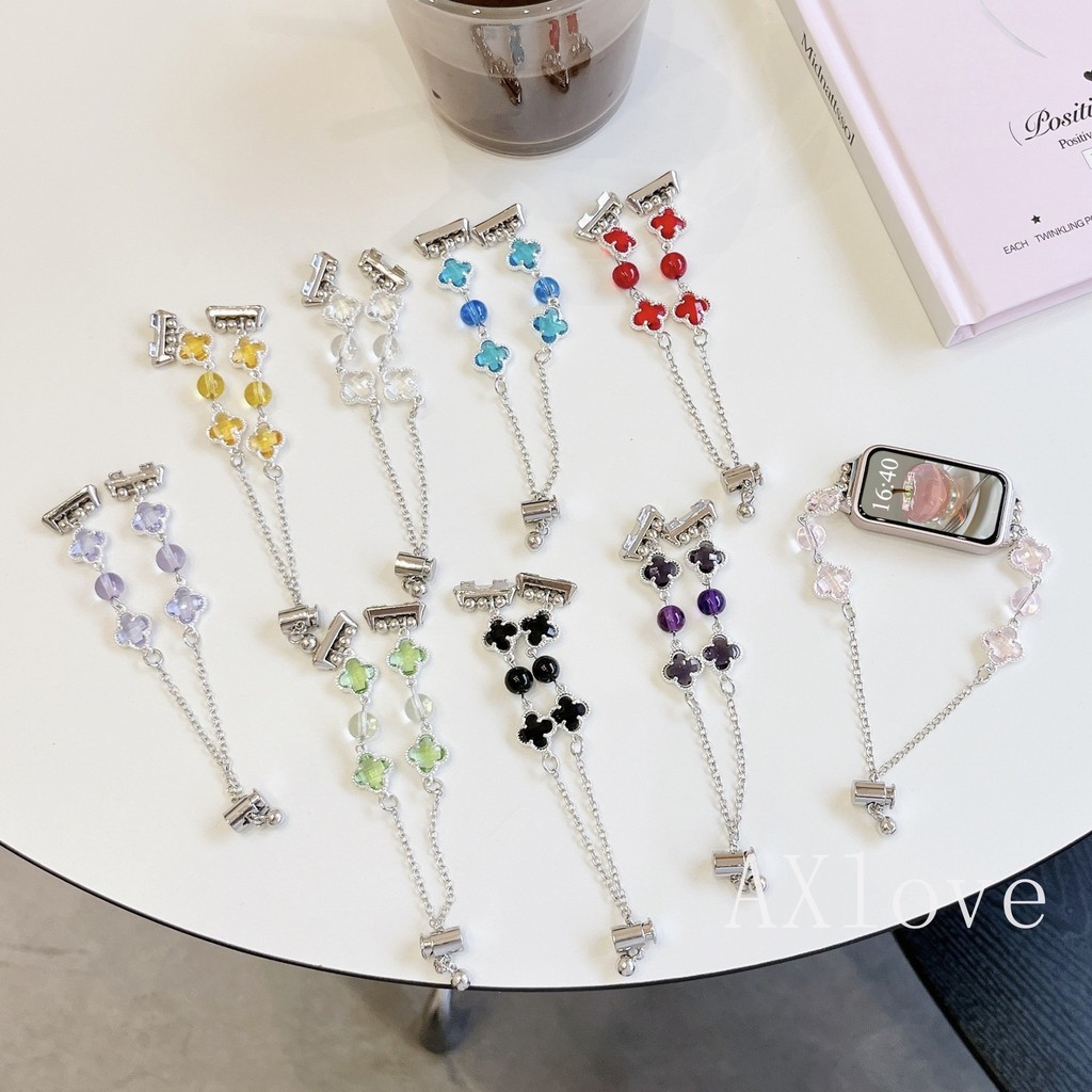 Glitter Clover ลูกปัดสําหรับ Huawei Band Fit 3 4 4Pro 11 pro 10 9 8 7 6 สร้อยข้อมือสําหรับ Honor Band 9 อุปกรณ์เสริม