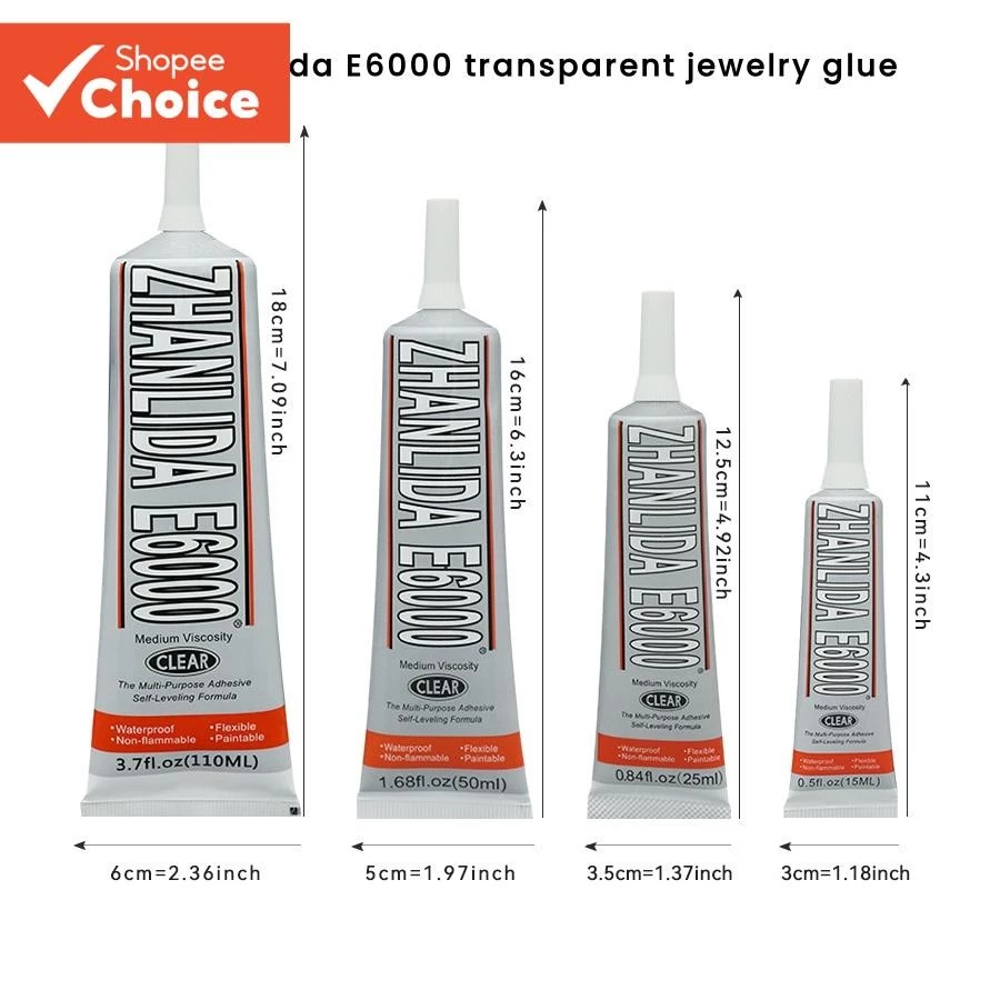E6000 Super กาว Zhanlida 25/50/110ML โปร่งใสเครื่องประดับตกแต่งกาวกาว Sticky เจาะ Rhinestone สําหรับ Bonding & DIY