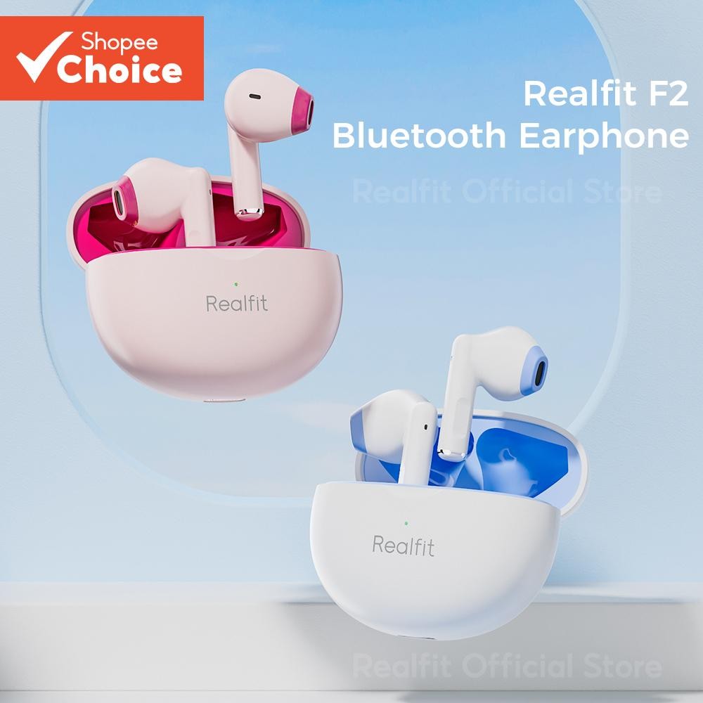 หูฟัง Realfit F2 TWS HD โทรหูฟังบลูทูธหูฟังที่มีความหน่วงต่ําคุณภาพสูงพร้อม AI ENC สําหรับชุดหูเสียงสเตอริโอทุกวัน