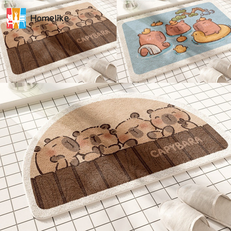 พรมปูพื้นแคชเมียร์เลียนแบบ พรมกันลื่น 30x50/40x60ซม รูปแบบ น่ารัก แห้งเร็ว พรมแต่งห้อง CAPYBARA