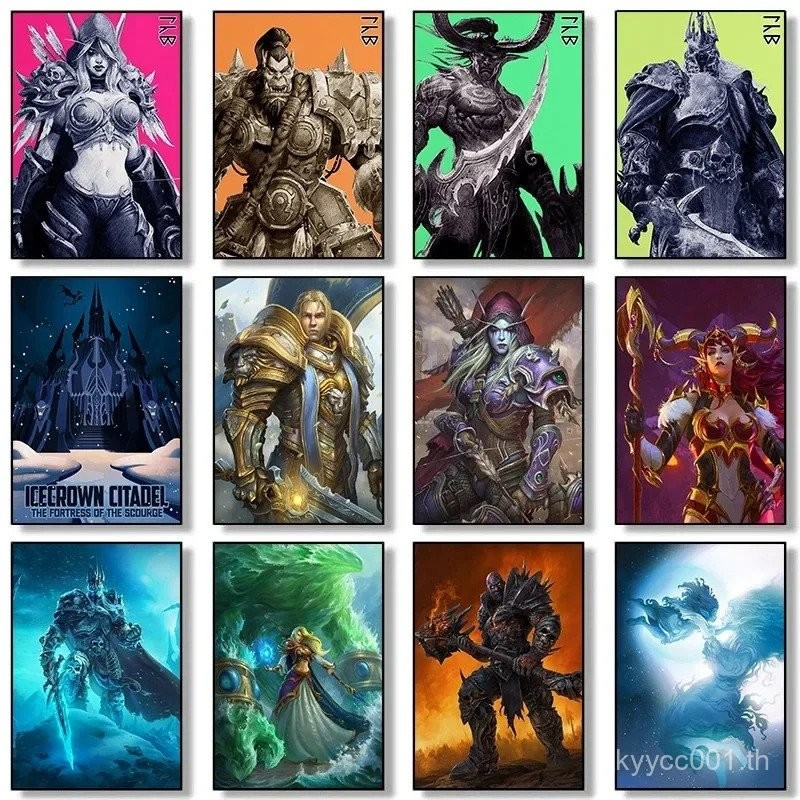 โปสเตอร์เกม World of Warcrafts ราชาแห่งความตาย ซิลวานัส ภาพวาดผ้าใบ ศิลปะติดผนัง สำหรับห้องเกมเมอร์ 