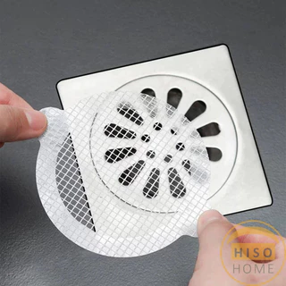 Hiso 10Pcs/pack สติกเกอร์ตาข่ายปิดฝาท่อ กรองเส้นผม กันเศษผม เศษอาหาร ลงท่อน้ำทิ้ง Drain Sticker