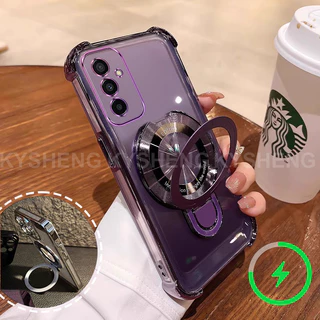 SAMSUNG สําหรับSamsung A15 A16 A26 A25 A35 A55 4G 5Gเคสโทรศัพท์ใหม่แม่เหล็กชาร์จวงเล็บสี่มุมAnti DROPโปร่งใสSoft shell 001